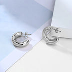 Aurora Bold Hoops – Stainless Steel Minimalist Earrings