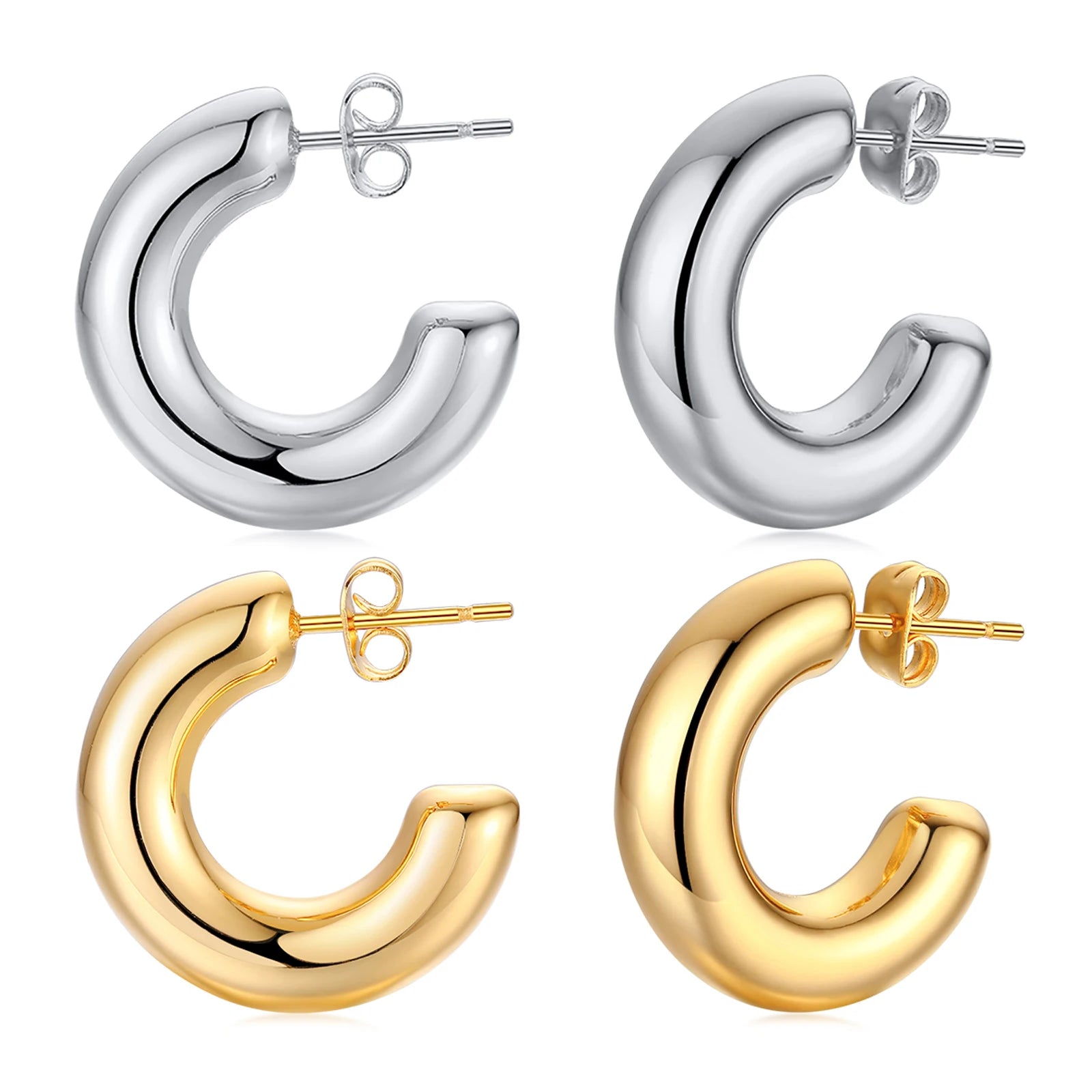 Aurora Bold Hoops – Stainless Steel Minimalist Earrings