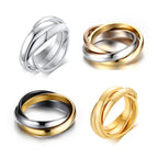 Trinity Glow™ Ring Elegant Interlocked Triple Band (Gold, Silver & Rose)