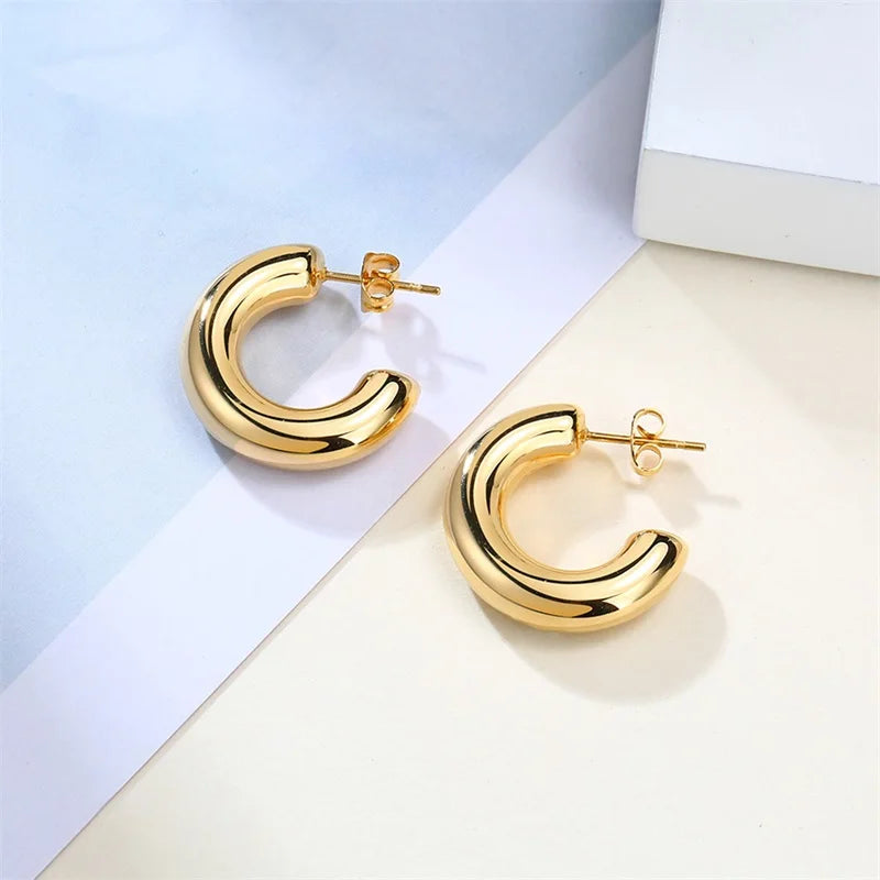 Aurora Bold Hoops – Stainless Steel Minimalist Earrings